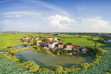 航拍中国安徽宣城市江南夏日田园风光