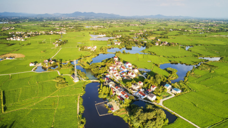 航拍中国安徽宣城市江南夏日田园风光