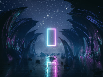 赛博朋克风格的未来科幻宇宙空间