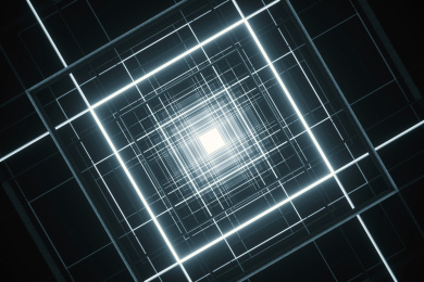 有发光线条条形灯组成的几何形状科技感通道隧道背景素材