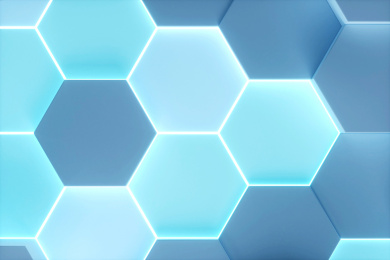 带有科技感的六边形蜂巢蜂窝形状的网络阵列