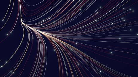 黑色背景上的蓝色线条粒子3d全息场景