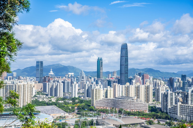 中国深圳笔架山顶俯瞰罗湖区cbd摩天大楼_站酷海洛_正版图片_视频