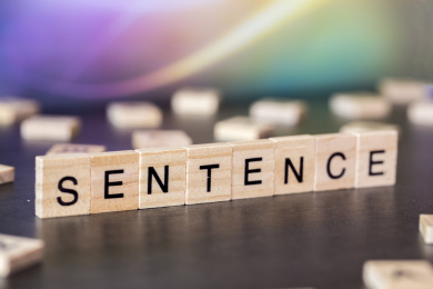 木制字母拼接的单词sentence主张