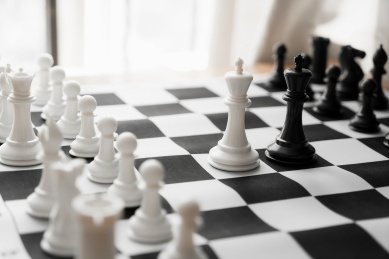 黑白格的棋盘以及黑白棋子的国际象棋对局