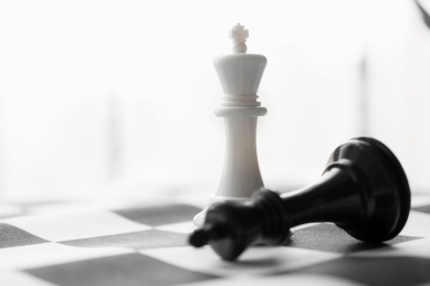 黑白格的棋盘以及黑白棋子的国际象棋对局
