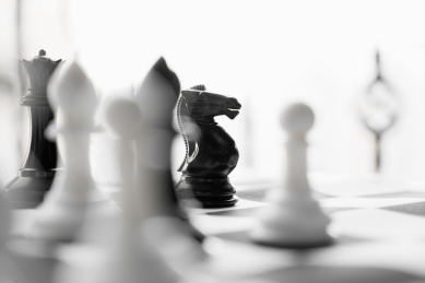 黑白格的棋盘以及黑白棋子的国际象棋对局