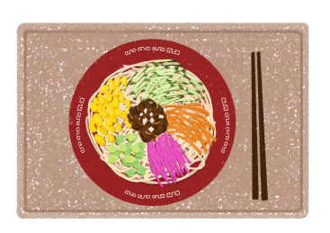 中国传统美食老北京炸酱面面 手绘颗粒感插画