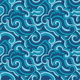 传统的无缝连续的蓝色渐变云纹图案