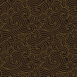 传统的无缝连续的黑色云纹线条图案