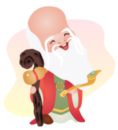 神话人物寿星祝寿 卡通矢量