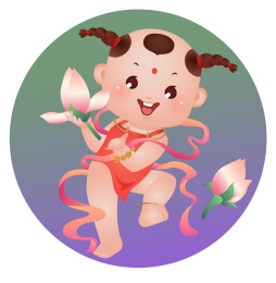 神话人物童子祝寿 卡通矢量