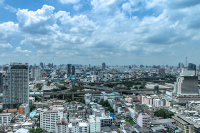 泰国曼谷俯瞰城市建筑交通风光