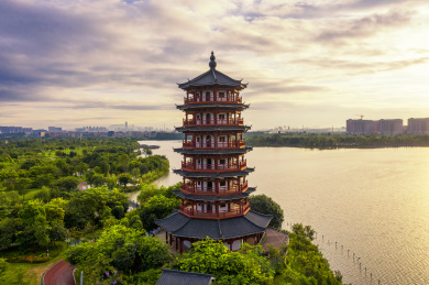 中国广东省东莞市华阳湖湿地公园风光