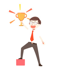 卡通手绘胜利欢庆人物奖杯插画