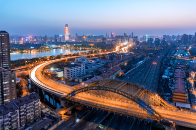 中国山东省济南市大明湖夜景