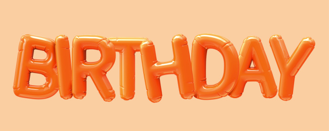 橘色铝膜气球字BIRTHDAY