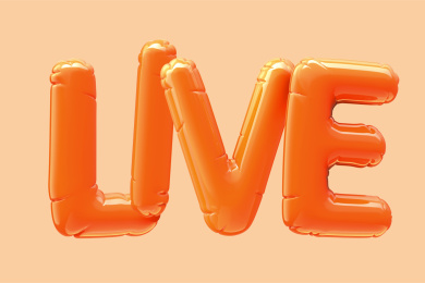 橘色铝膜气球字LIVE