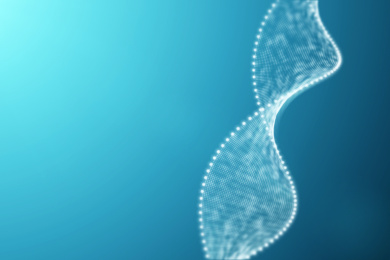 三维渲染的DNA螺旋双链模型在蓝色的液体背景中