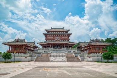 中国重庆大足石刻博物馆全景图