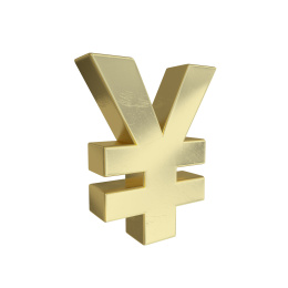 黄金材质的三维立体金属各国钱币符号