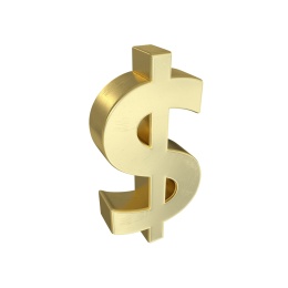 黄金材质的三维立体金属各国钱币符号