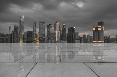 广州城市天际线摩天大楼无人地面背景