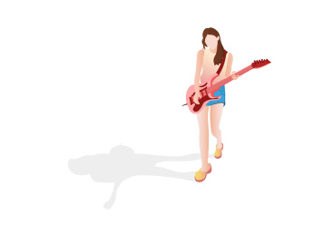 玩电吉他的时尚长腿美丽少女白色纯背景元素