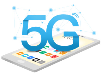 智能手机上方出现5G文字_科技概念插图素材