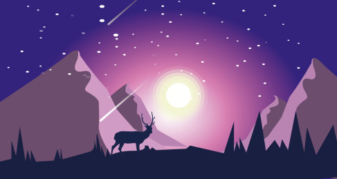 七夕节情人节矢量扁平手绘插画风景插画