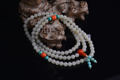 珠宝首饰，和田玉佛珠手串