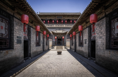中国山西省祁县乔家大院在中堂古建筑