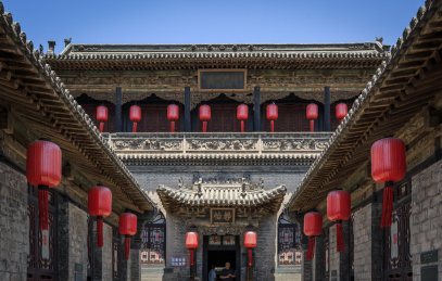 中国山西省祁县乔家大院在中堂古建筑