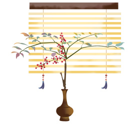 卡通手绘中国风小物件花瓶插画