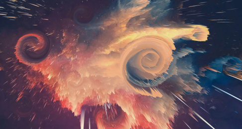 现代爆炸科技背景抽象装饰画