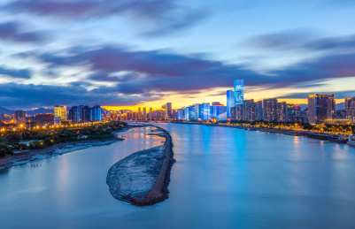 中国福建省福州城市风光夜景