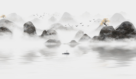 写意意境中国风水墨山水风景装饰画