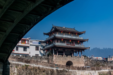 福建省长汀县明代古城墙建筑景观