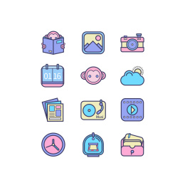 icon 卡通icon 按钮 线框按钮