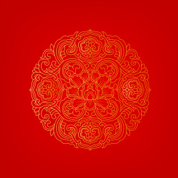 圆形喜庆的红色传统花纹背景图案