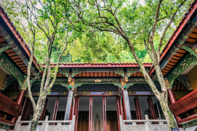 四川阆中古镇杜少陵祠堂风光