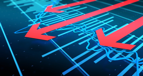 三维插图，金融股市经济统计图表，经济图表，成功箭头