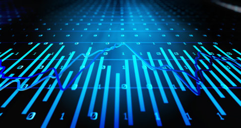 三维插图，金融股市经济统计图表，经济图表