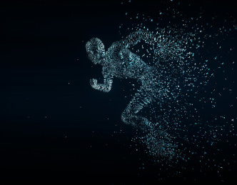 三维插图，未来人类数码科技，人工智能，技术革新与升级