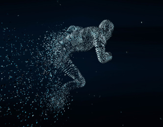 三维插图，未来人类数码科技，人工智能，技术革新与升级