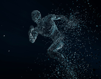 三维插图，未来人类数码科技，人工智能，技术革新与升级