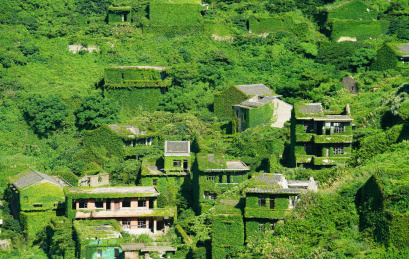 浙江嵊泗枸杞岛旅游地标风光——无人村建筑景观