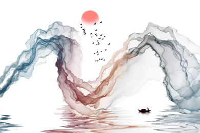 水墨画抽象线条意境山水装饰画