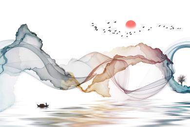 水墨画抽象线条意境山水装饰画