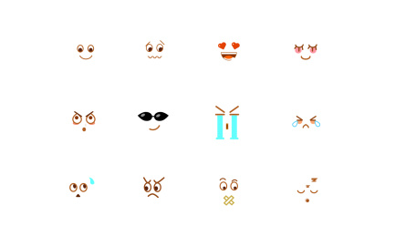 表情包卡通元素矢量素材包插画